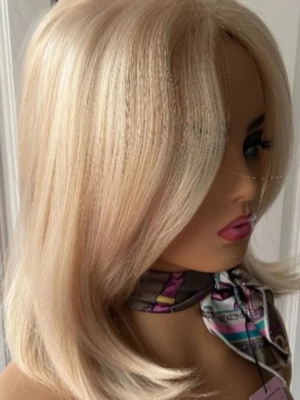 Light Blonde Fluffy Top Synthetic Hair Wigs Women Soft Natural Daily Use NEW